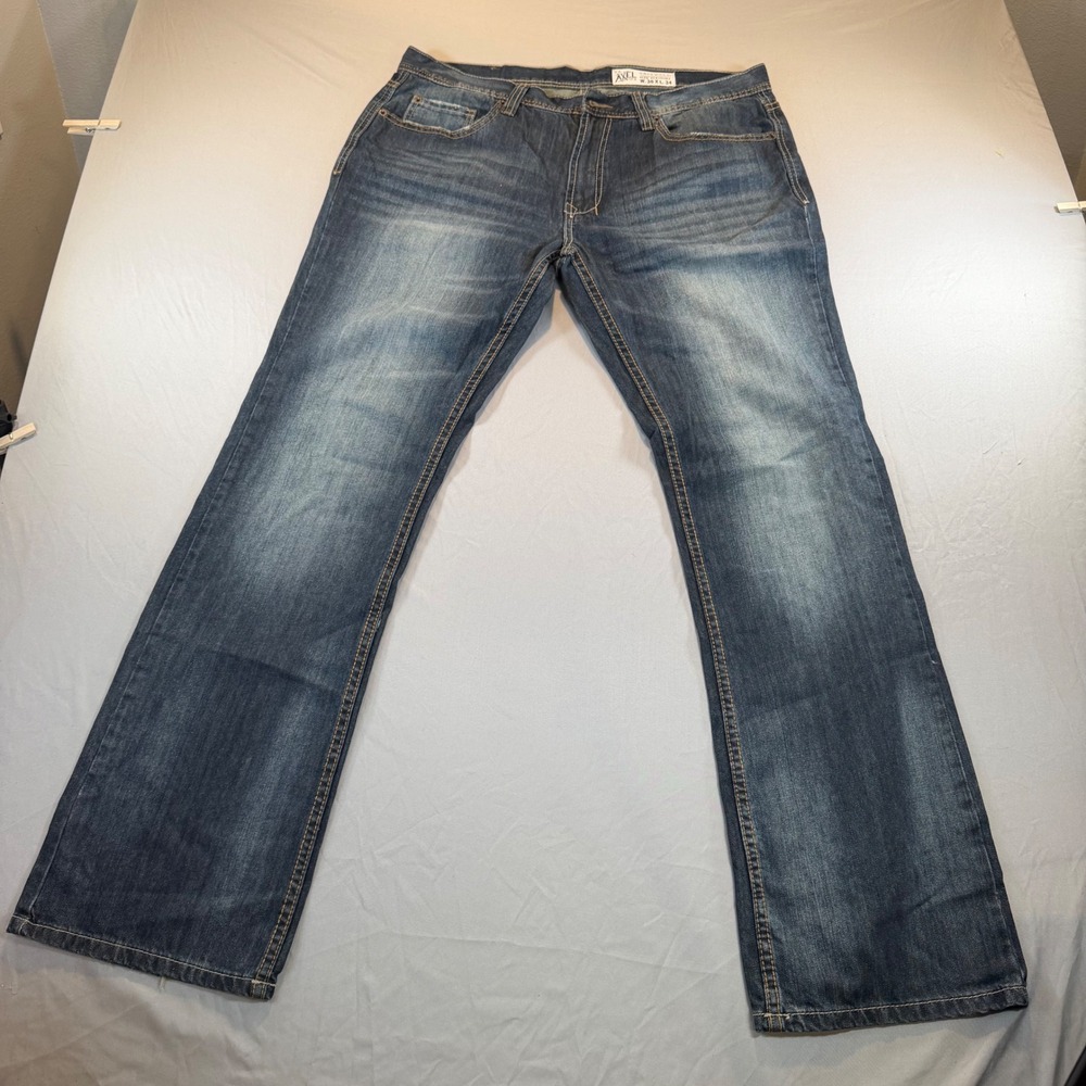 TK Axel Griswold Slim Straight Jeans Mens 36x34‎ Dark Wash Denim Blue Pants